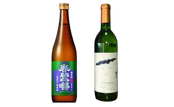 【峡南２町共通返礼品】日本酒純米酒（鷹座巣）・ワイン（楽園ワイン白）セット [5839-1262]