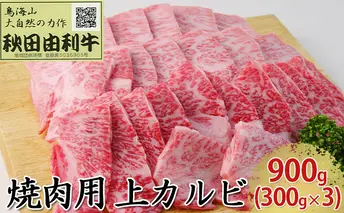 秋田由利牛 焼肉用 上カルビ 900g（300g×3パック 焼き肉） バラ(カルビ) お肉 牛肉 バーベキュー 