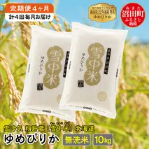 【定期便4ヶ月】11月発送開始 ゆめぴりか無洗米10kg 計4回毎月お届け 令和7年産 雪冷気 籾貯蔵 北海道 雪中米 特Aランク