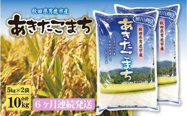 【令和6年12月発送予定】 定期便 令和6年産 なまはげの里の あきたこまち 精米 10kg 5kg×2袋 6ヶ月連続発送（合計 60kg）笹川商店 秋田県 男鹿市 