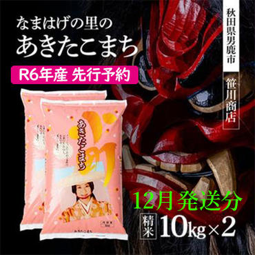 【令和6年12月発送予定】 令和6年産 なまはげの里の あきたこまち 白米 20kg 10kgx2 笹川商店 秋田県 男鹿市