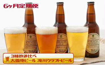 【6ヶ月定期便】大雪地ビール 滝川クラフトビール3種飲み比べ