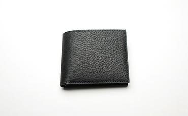 【GOMYO　LEATHER】猪革　手縫い二つ折り財布（黒）