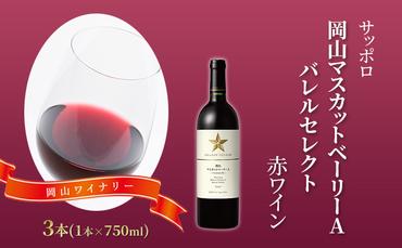サッポロ 岡山 マスカット ベーリー A バレルセレクト 赤 ワイン 3本（1本750ml）  岡山ワイナリー お酒 赤ワイン ぶどう