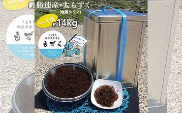【嘉保水産】勝連産・太もずく（塩蔵タイプ）　約14kg一斗缶入り