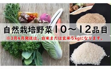 BI-8 自然栽培野菜10～12品目（3月4月は白米または玄米5kg）