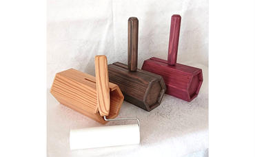 木製ハンドルの粘着ローラー＆木製スタンドセット（3色より選択可能）［328970 328971 328972］