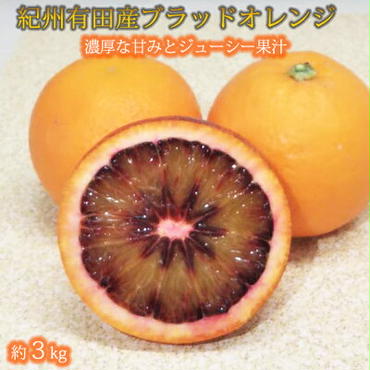 G7070_【先行予約】希少な柑橘！ 紀州 有田産 ブラッドオレンジ 3kg 【訳あり・ご家庭用】