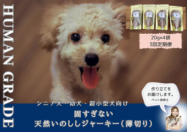 FB098  シニア犬＆幼犬用の無添加おやつ☆固すぎない天然いのししジャーキー4個【定期便全3回】