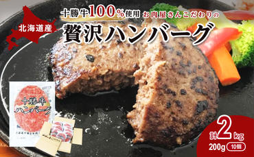北海道 十勝牛 手ごね ハンバーグ 200g×10個 セット 牛100% 国産牛 牛肉 小分け 冷凍 牛肉100% 国産