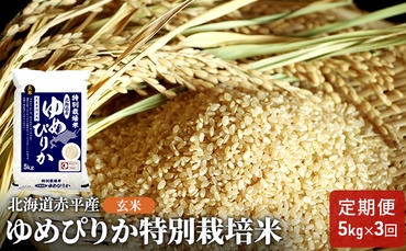 玄米 北海道赤平産 ゆめぴりか 5kg 特別栽培米 【3回お届け】 米 北海道 定期便