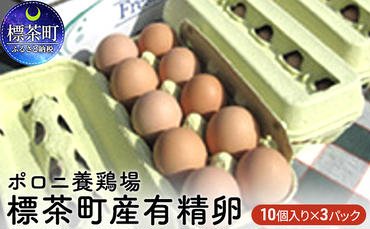 ポロニ養鶏場　標茶町産有精卵10個×3パック【常温配送：11月～5月】