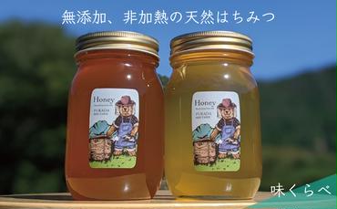 天然蜂蜜 国産蜂蜜 非加熱 生はちみつ 合計1200g 岐阜県 美濃市産 味比べ 蜂蜜600g入りガラス瓶 2本セットC3