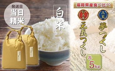 米 食べ比べ 10kg 特A米 元気つくし A米 夢つくし 各5kg 計2袋 福岡県産 白米 コメ