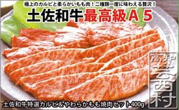 【CF-R5tka】　土佐和牛特選カルビ＆やわらかもも焼肉セット400g 牛肉＜高知市共通返礼品＞