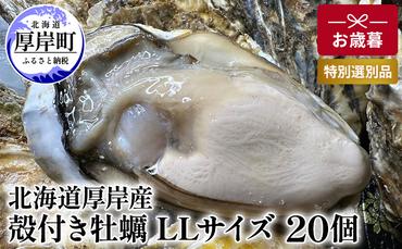 北海道 厚岸産 殻付き 牡蠣 LLサイズ 20個 お歳暮 特別選別品
