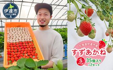 北海道 伊達市 いちご すずあかね Sサイズ 35個入り 2セット 苺 イチゴ スイーツ デザート 果物 甘い 赤 鮮やか 新鮮 ケーキ お菓子作り