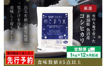 【先行予約】【定期便／12ヶ月】ゆきまち米1kg 極上魚沼産コシヒカリ 令和6年度米＜令和6年10月上旬～発送予定＞