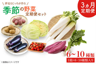 CN-6 【3ヶ月定期便】 夢見るじっちが作る季節の野菜セット 3～5種類入り1箱