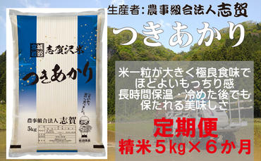 【6ヶ月定期便】宮城県岩沼市産 志賀沢米 つきあかり 精米5kg