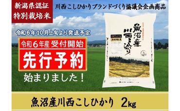 【先行予約】魚沼産川西こしひかり2kg 新潟県認証特別栽培米 令和6年度米＜令和6年10月上旬～発送予定＞