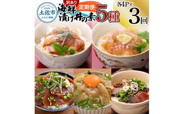 【3回定期便】訳あり土佐の海鮮漬け丼（5種×各4袋）セット 漬け丼の素 タイ 鯛 ブリ 鰤 マグロ 鮪 イカ カツオ 鰹 たたき 新鮮 魚 おかず おつまみ 惣菜 小分け 簡単 訳アリ わけあり