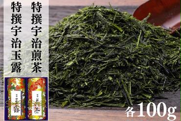 宇治茶 特撰玉露・特撰煎茶飲み比べセット 100g×2缶〈お茶 茶 煎茶 緑茶 玉露 特選 高級 茶葉 宇治茶 飲み比べ セット 茶筒 お茶缶〉