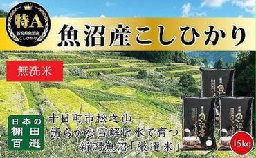 【令和6年産新米予約】日本棚田百選のお米 無洗米 天空の里 魚沼産 こしひかり 15kg(5kg×3)