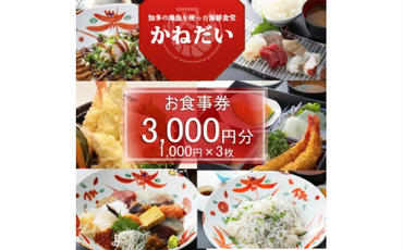 南知多の地魚を使った海鮮食堂 かねだいのお食事券 3,000円