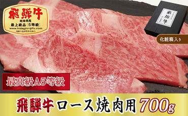 【化粧箱入り・最高級A5等級】飛騨牛ロース焼肉用700g