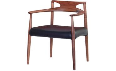 起立木工　RADIUS　Aチェア　ブラックウォールナット/牛革BK　肘付き椅子
