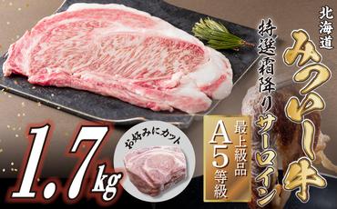北海道産 黒毛和牛 みついし牛 A5  サーロインステーキ お好みカット 1.7kg
