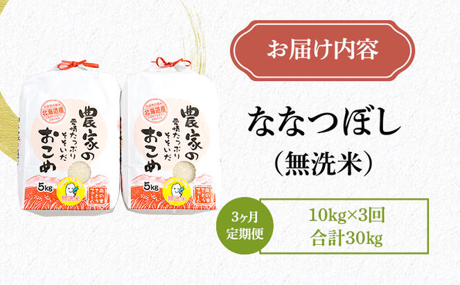 無洗米 定期便 3ヶ月 北海道南るもい産 ななつぼし 10kg (5kg×2袋) お米 おこめ こめ コメ 白米 精米 ご飯 ごはん 3回 お楽しみ 北海道 留萌