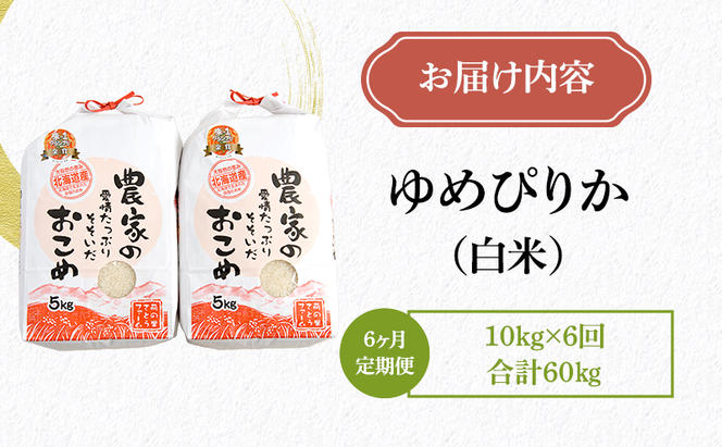 【6ヶ月定期便】北海道南るもい産 ゆめぴりか（白米）5kg×2袋