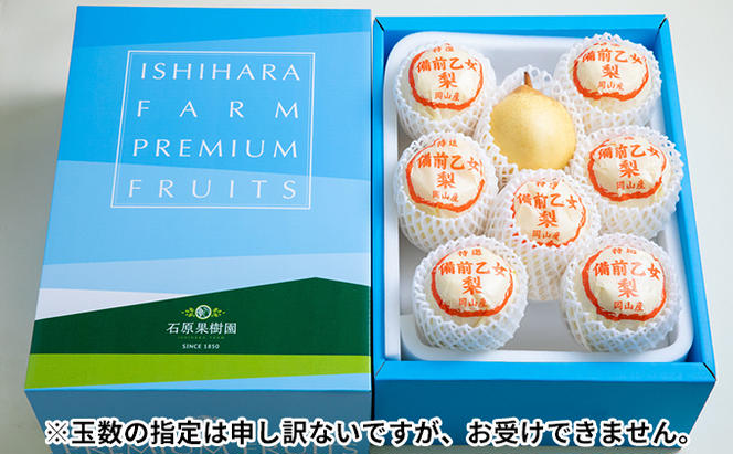 梨 2024年 先行予約 備前乙女梨（鴨梨） 6～9玉入り（4kg以上）贈答箱 ナシ なし 岡山県産 国産 フルーツ 果物 ギフト 石原果樹園