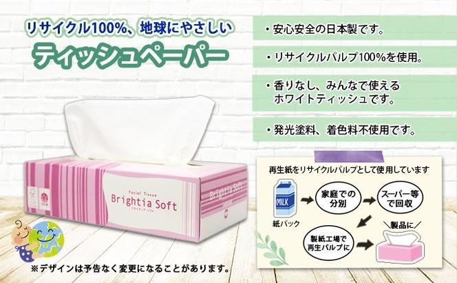 定期便 3ヵ月毎 全6回 ブライティア ソフト ボックスティッシュ 200組 400枚 60箱 日本製 まとめ買い リサイクル 長持 防災 常備品 日用雑貨 消耗品 生活必需品 備蓄 ペーパー 紙 北海道 倶知安町 日用品 