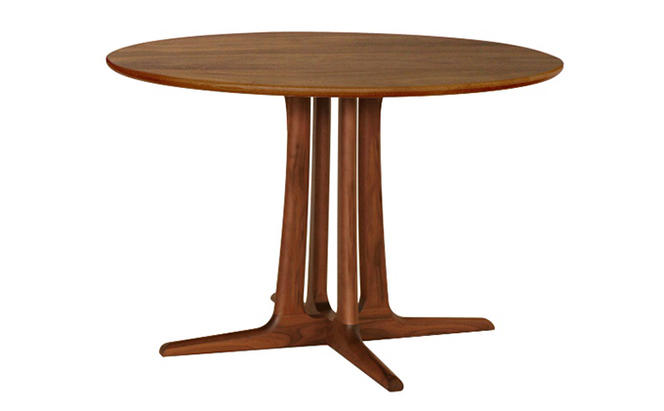 起立木工 円形ダイニングテーブル φ105cm 天板ウォールナット材・脚ウォールナット材