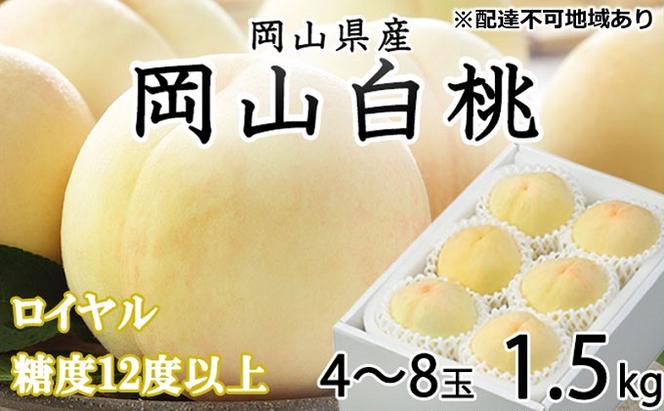 桃 2024年 先行予約 岡山 白桃 ロイヤル 4～8玉 約1.5kg JA おかやま のもも（早生種・中生種） もも モモ 岡山県産 国産 フルーツ 果物 ギフト