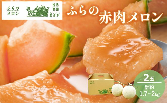 【2025年6月下旬～発送】ふらの 赤肉 メロン 2玉入 約1.7kg～2kg 北海道 富良野市 (相馬農園) メロン フルーツ 果物 新鮮 甘い 贈り物 ギフト 道産 ジューシー おやつ ふらの ブランド 夏 