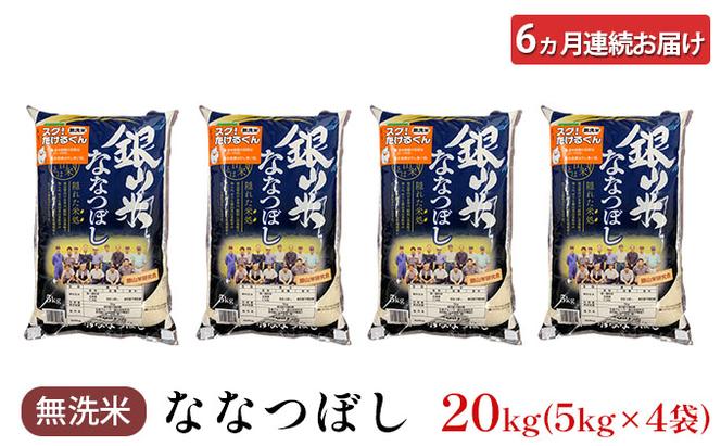 6ヵ月連続お届け　銀山米研究会の無洗米＜ななつぼし＞20kg