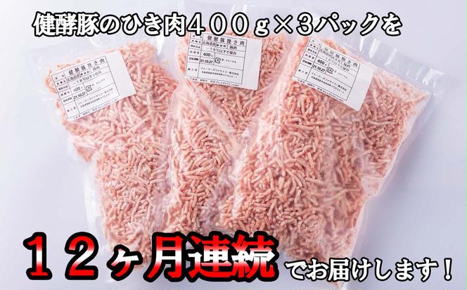 ＜定期便12回＞ 北海道産 健酵豚 ひき肉 計 1.2kg (全14.4kg)
