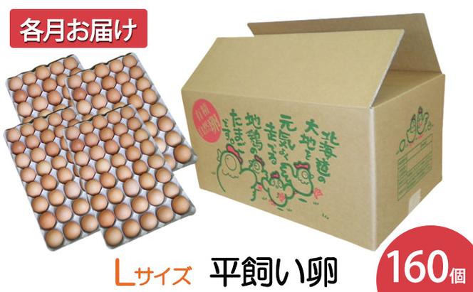 ◆3ヵ月連続お届け◆ 定期便 北海道伊達「太陽の園」の平飼たまご（有精卵）たまごの心 160個 Lサイズ