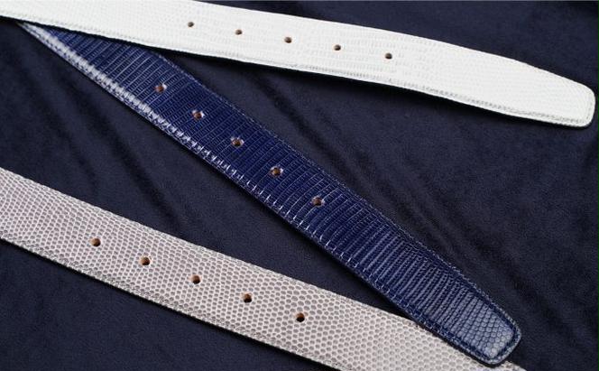 ベルト SAKURA WAQS 匠リザードベルト33ミリ ( 紺 グレー 白 ) 革 革製品 皮革製品 ファッション 小物 高級 リザード 吟ズリ加工 高級仕立て カジュアル 手づくり