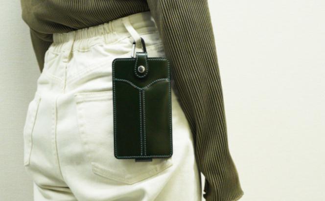 コードバン スマホケース(グリーン)｜北海道 滝川市 馬革 革 革製品 スマホケース ケース iphone6+ スマホ入れ