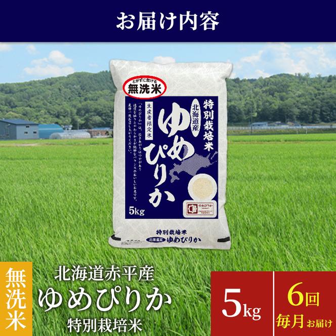 【先行予約2024年産米・11月より順次出荷】無洗米 北海道赤平産 ゆめぴりか 5kg 特別栽培米 【6回お届け】 米 北海道 定期便