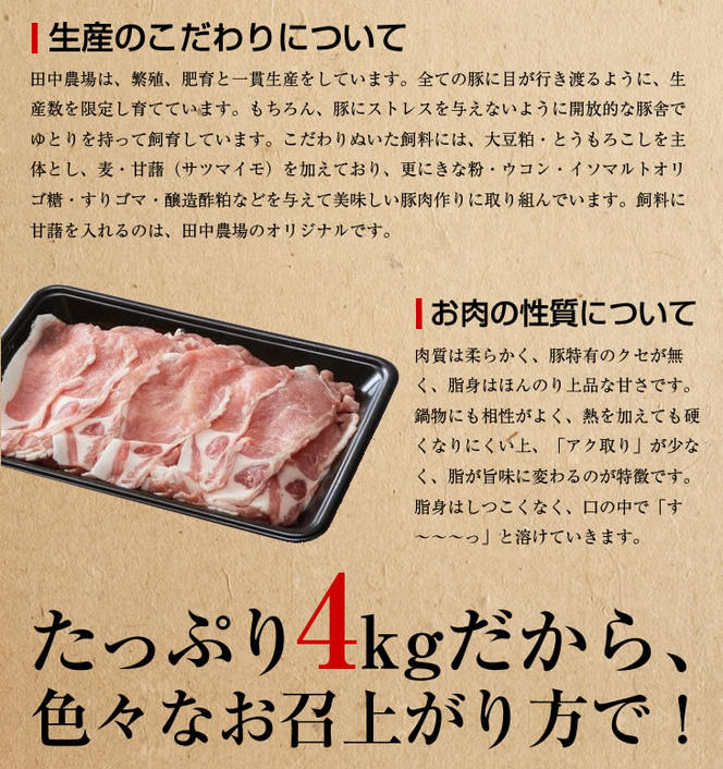 M-4 【田中農場のすずし豚】 切り落とし4kgセット
