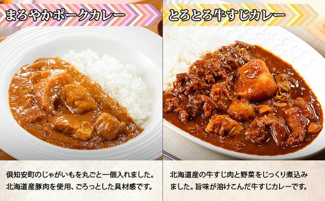 【CF】北海道 倶知安 カレー 4種 食べ比べ 各5個 計20個 中辛 スープカレー ビーフカレー ポークカレー 牛すじカレー じゃがいも 牛 牛肉 豚肉 肉 鳥 鶏 お取り寄せ グルメ 詰め合わせ 倶知安町 保存食 スパイシー おかず お肉 