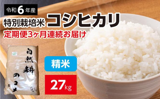 【定期便】3ヶ月連続お届け 令和六年産特別栽培米コシヒカリ9kg