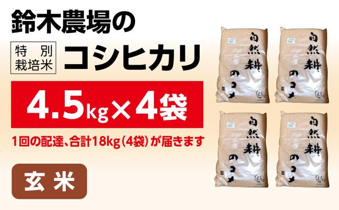 令和六年産特別栽培米コシヒカリ18.0kg（4.5kg×4袋）玄米 