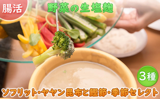 サニーサイドアップカフェ  野菜の生塩麹 3種（ソフリット＋ヤヤン昆布と鰹節＋季節セレクト）